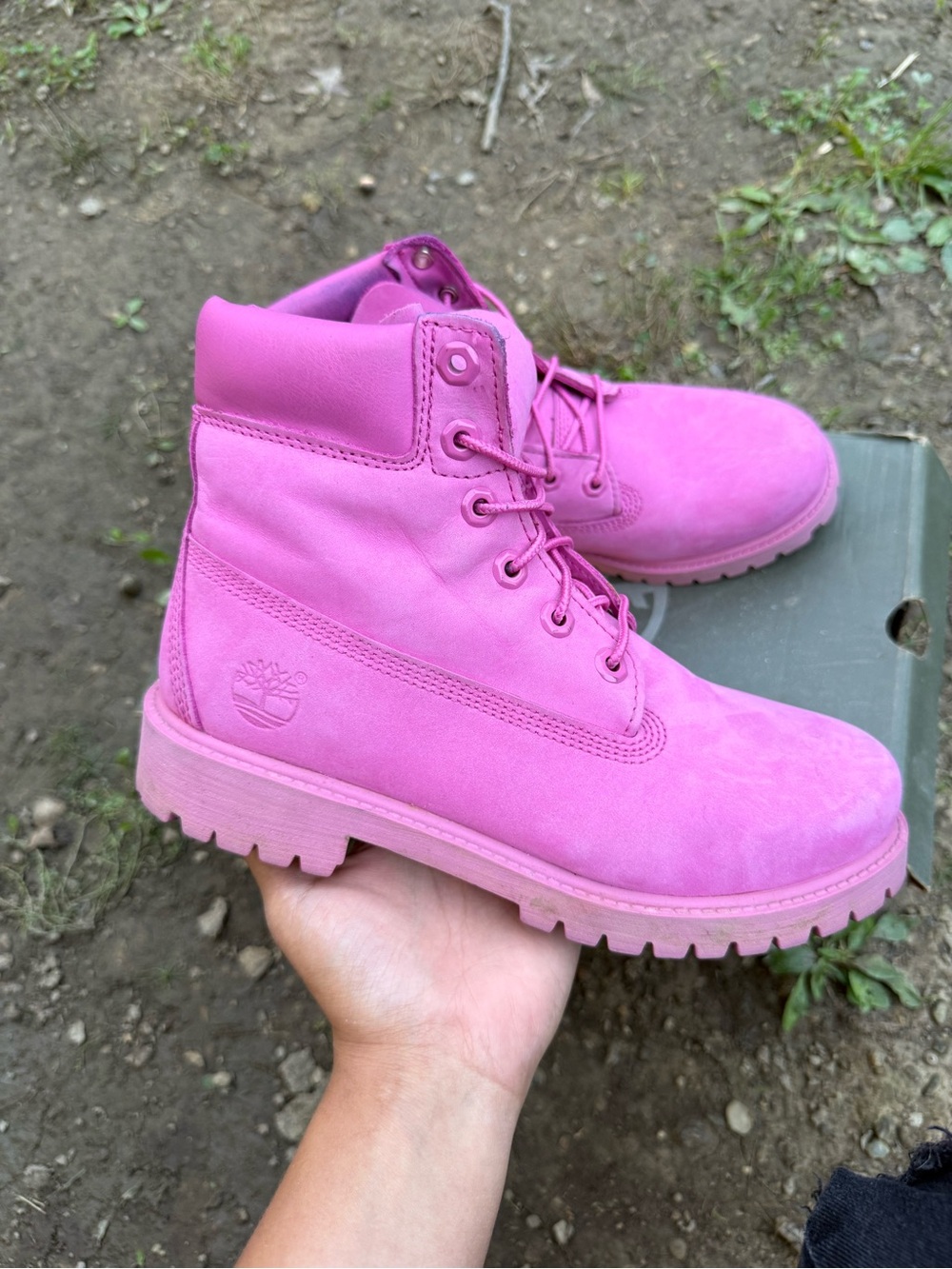 Timberland Womens Pink Lace-Up Nubuck Work Boots